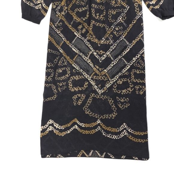 ISABEL MARANT Nimazu Studded Kaftan Tunic Midi Dress Black Chain Print Indie 4 - Picture 9 of 12